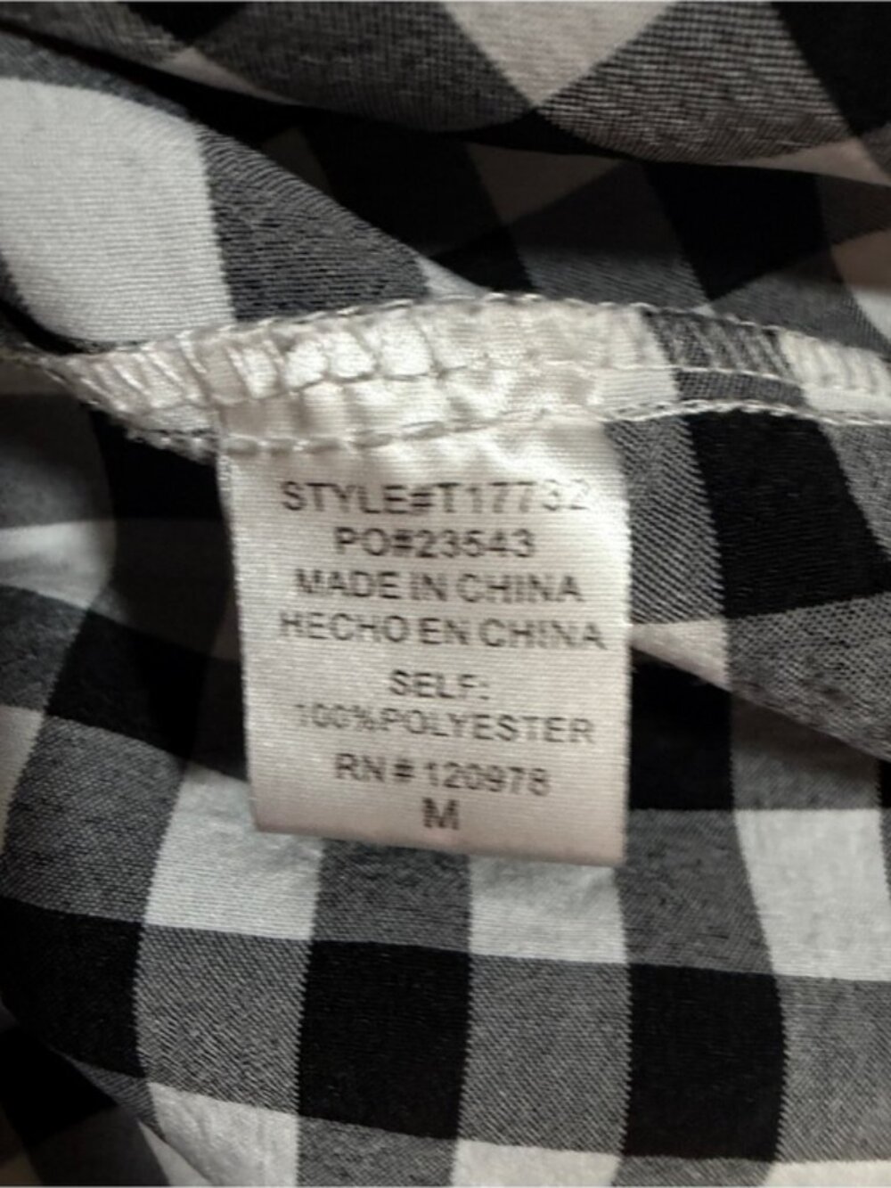 Entro Black White Gingham Tiered Babydoll Tunic Blouse Medium - Picture 9 of 10